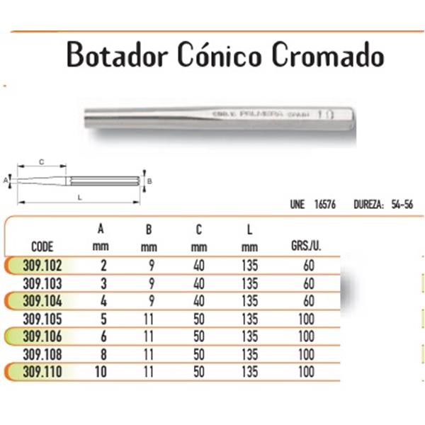 BOTADOR CONICO CROMADO